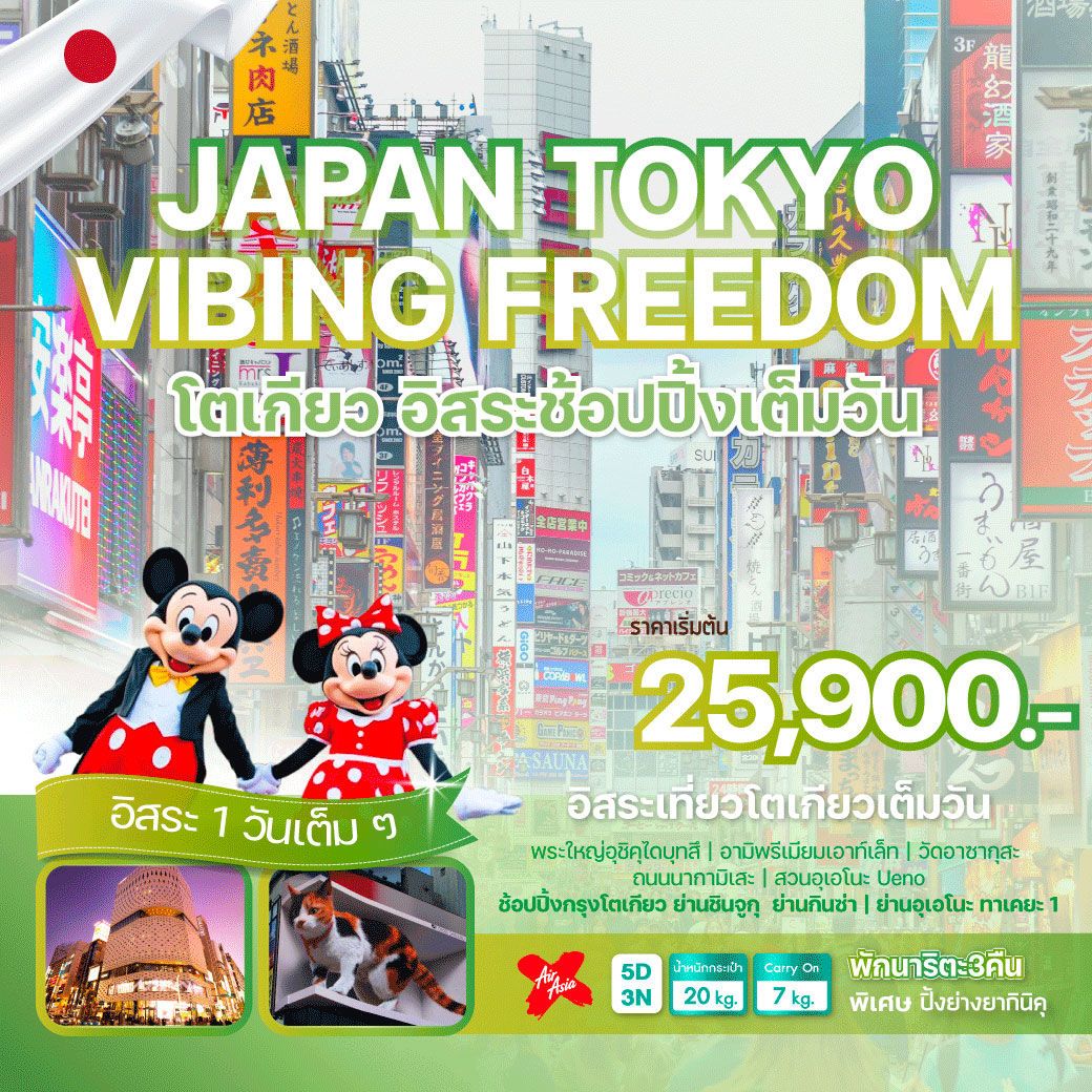 ทัวร์ญี่ปุ่น JAPAN TOKYO VIBING FREEDOM 5วัน 3 คืน (XJ)