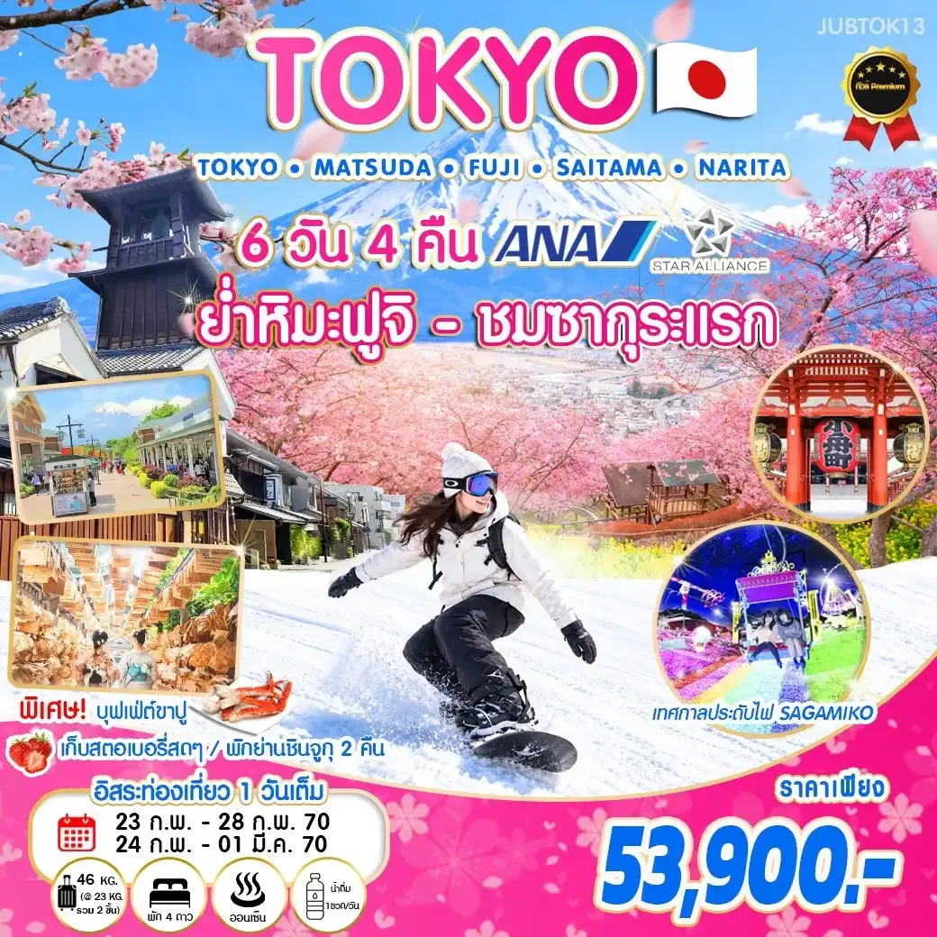 ทัวร์ญี่ปุ่น TOKYO ย่ำหิมะ ชมซากุระแรก 6วัน 4คืน  (NH)